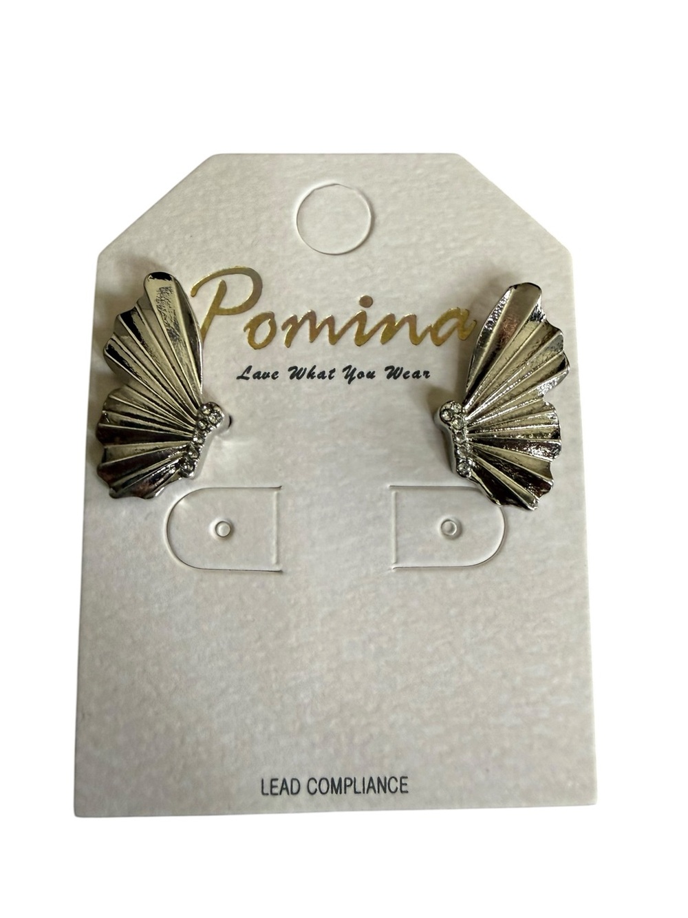 Pomina Silver Fan-Style Stud Earrings